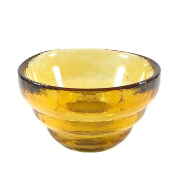 Beehive Heavy Amber Recycled Glass Bowl 6 1/2” Dia x 3 7/8-in H - Picture 1 of 8